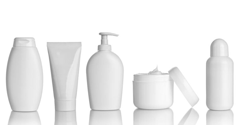 collection of various beauty hygiene containers on white background. each one is shot separately