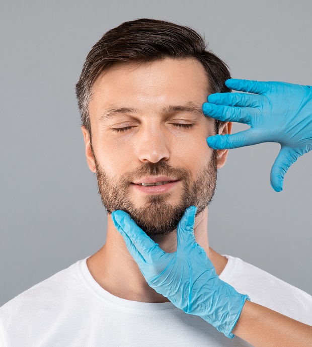 Middle aged,Bearded,Man,With,Closed,Eyes,Getting,Beauty,Injections,,Plastic